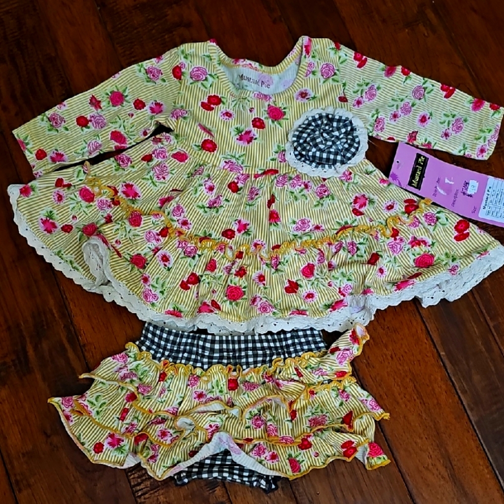 Lucy Dress Set Baby 2 Piece Set by Mustard Pie Rare Collection 3 Months